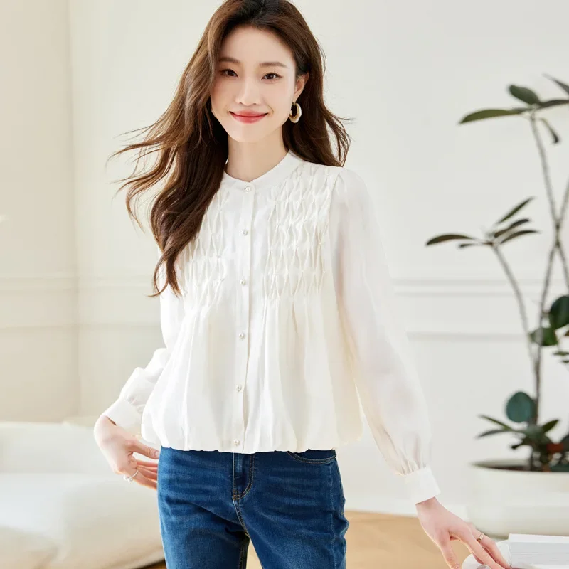 Новая женская рубашка-топ 2025 года: ранняя весна-осень, свободный крой, скрывающий живот, тонкий, очень красивый дизайн
Новая женская рубашка-топ 2025 года: ранняя весна-осень, свободный крой, скрывающий живот, тонкий, очень красивый дизайн