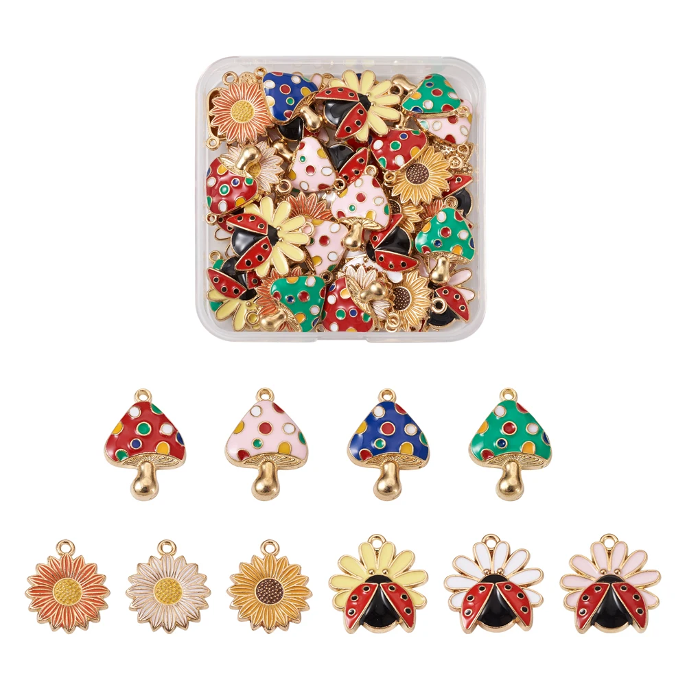 50Pcs Mixed Alloy Enamel Mushroom Flower Ladybug Charms Pendants For Bracelet Necklace Earring DIY Jewelry Making Accessories
50Pcs Mixed Alloy Enamel Mushroom Flower Ladybug Charms Pendants For Bracelet Necklace Earring DIY Jewelry Making Accessories