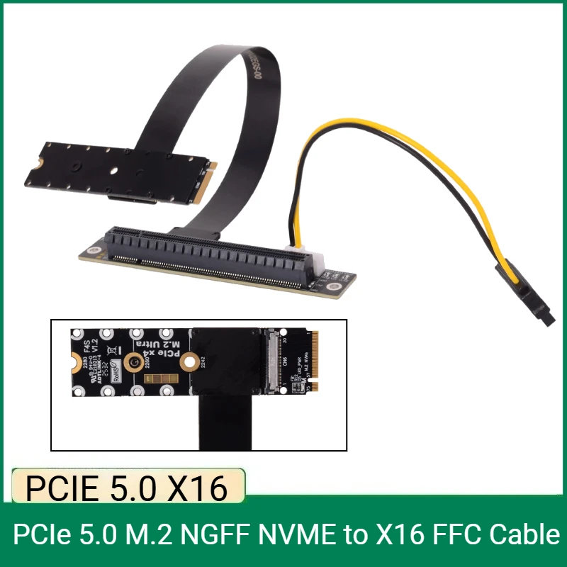 ADT M.2 NVMe — PCIe 5.0 X16 Удлинительный кабель-адаптер Gen 5, гибкая плата FFC, интерфейс NGFF для расширения PCI Express eGPU
ADT M.2 NVMe — PCIe 5.0 X16 Удлинительный кабель-адаптер Gen 5, гибкая плата FFC, интерфейс NGFF для расширения PCI Express eGPU