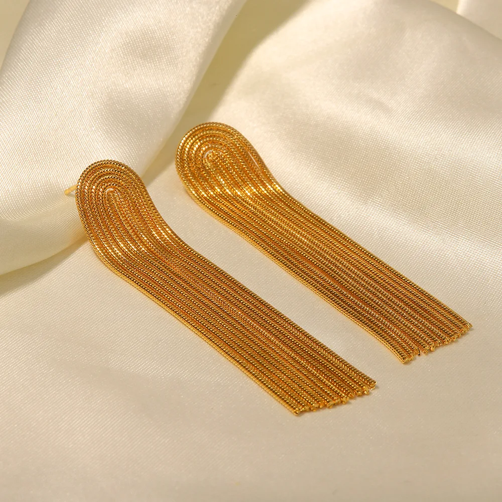 Ins Internet Celebrity Trendy Jewelry 18K Gold Plated Stainless Steel Material Tassel Earrings New All-Match Fashion
Ins Internet Celebrity Trendy Jewelry 18K Gold Plated Stainless Steel Material Tassel Earrings New All-Match Fashion