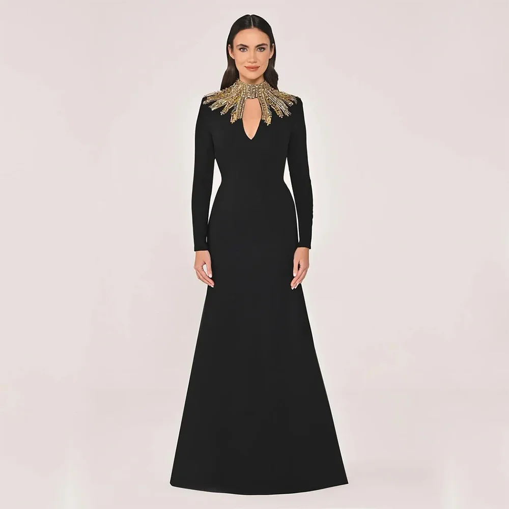 Customized Black High Collar Long Evening Dresses Elegant Formal Occasion Prom Gowns Bead Crystal Floor Length Prom Dresses
Customized Black High Collar Long Evening Dresses Elegant Formal Occasion Prom Gowns Bead Crystal Floor Length Prom Dresses