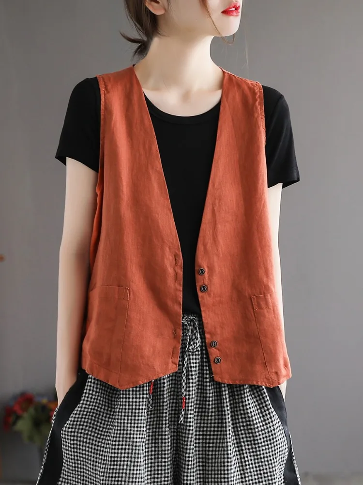 Cotton Linen Color V-ne Vest Women Summer Loose Casual Layering oulder Open Cardigan Linen Vest Top Thin
Cotton Linen Color V-ne Vest Women Summer Loose Casual Layering oulder Open Cardigan Linen Vest Top Thin