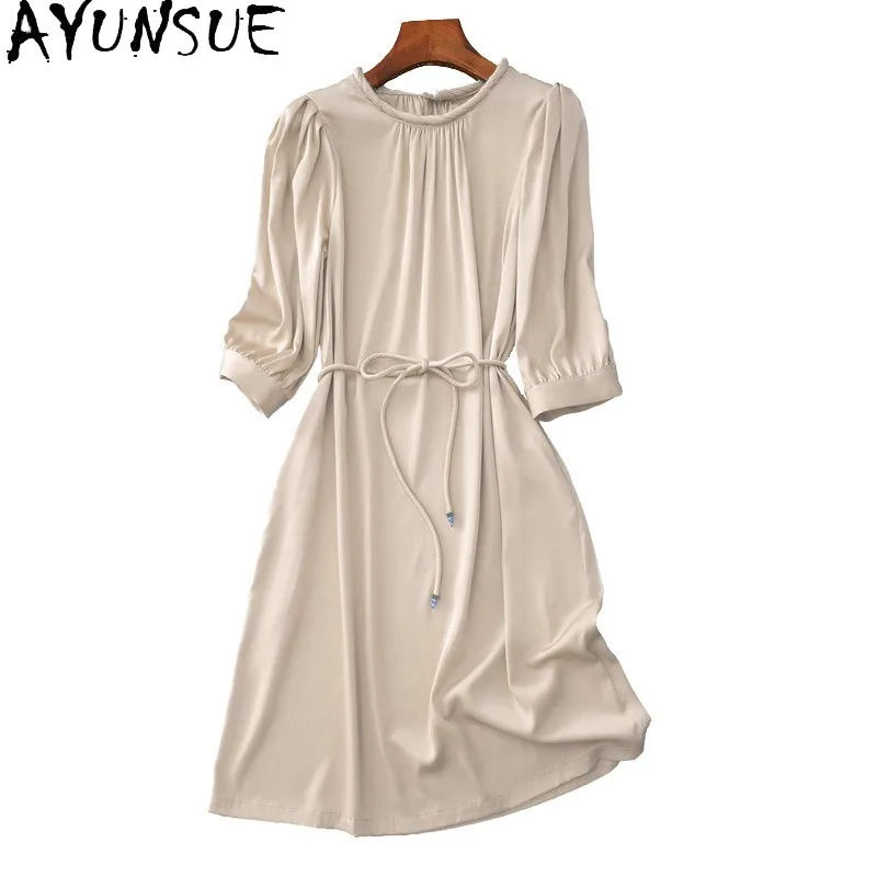 AYUNSUE 19mm Mulberry Silk Dresses for Women Mid-length Cinched Waist Dress Elegant Summer Dresses Commuting Woman Clothes 원피스
AYUNSUE 19mm Mulberry Silk Dresses for Women Mid-length Cinched Waist Dress Elegant Summer Dresses Commuting Woman Clothes 원피스