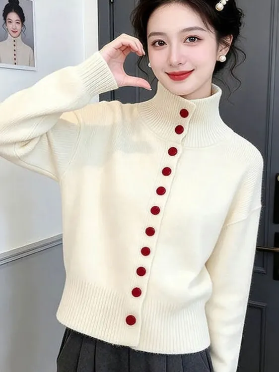 Spring Autumn 2026 Women's White Semi-High Collar Knitted Open Cardigan plus Size Slimming Top Korean Sle Regular Fit Long ...
Spring Autumn 2026 Women's White Semi-High Collar Knitted Open Cardigan plus Size Slimming Top Korean Sle Regular Fit Long ...