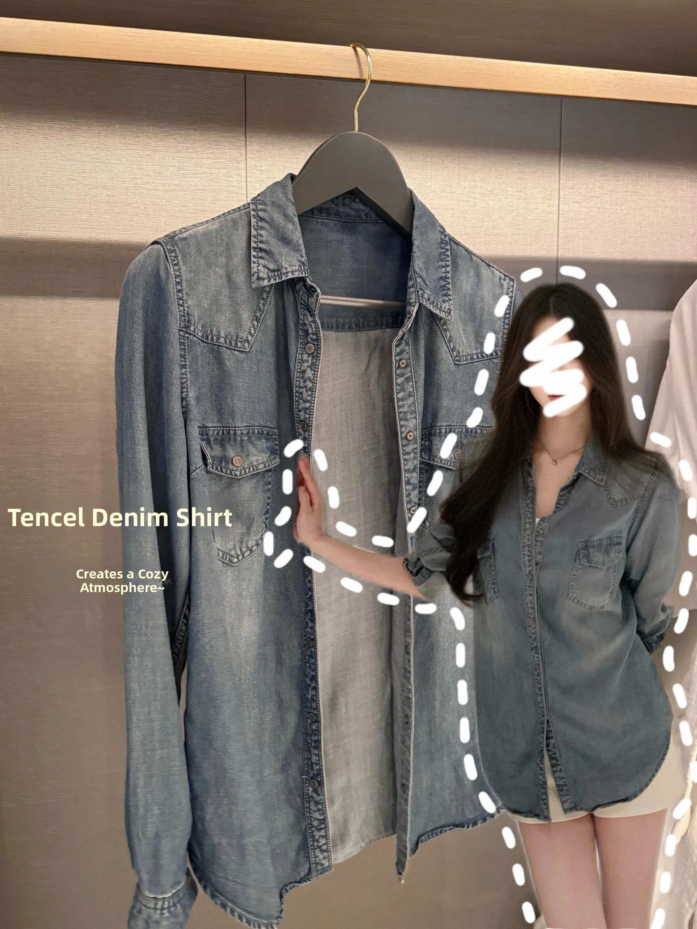 Retro Hong Kong Style Lyocell Denim Shirt Long Sleeve Loose Women's Outerwear Casual Loose Fit Summer Top Breathable Skin-Fri...
Retro Hong Kong Style Lyocell Denim Shirt Long Sleeve Loose Women's Outerwear Casual Loose Fit Summer Top Breathable Skin-Fri...
