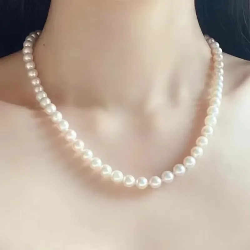 8-9mm Natural White Pearl Necklace, 925 Sterling Silver Clasp Romantic Bridal Jewelry
8-9mm Natural White Pearl Necklace, 925 Sterling Silver Clasp Romantic Bridal Jewelry