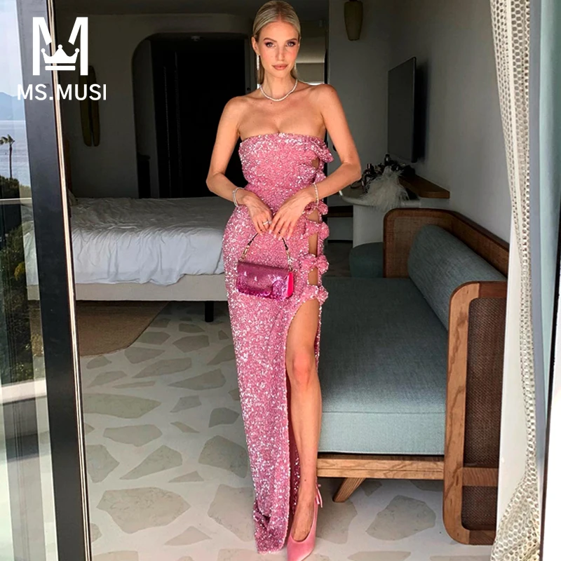MSMUSI 2024 New Fashion Women Sexy Strapless Velvet Bow Sequins Hollow Out Sleeveless Bodycon Party Event Maxi Dress Vestidos
MSMUSI 2024 New Fashion Women Sexy Strapless Velvet Bow Sequins Hollow Out Sleeveless Bodycon Party Event Maxi Dress Vestidos