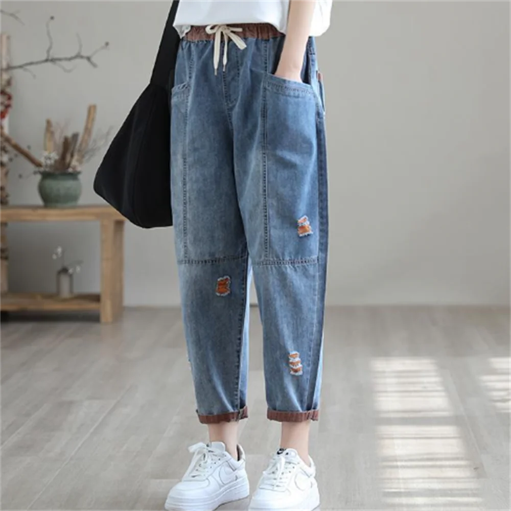 hole jeans women's loose new style stretch waist casual large Harlan trousers girl
hole jeans women's loose new style stretch waist casual large Harlan trousers girl