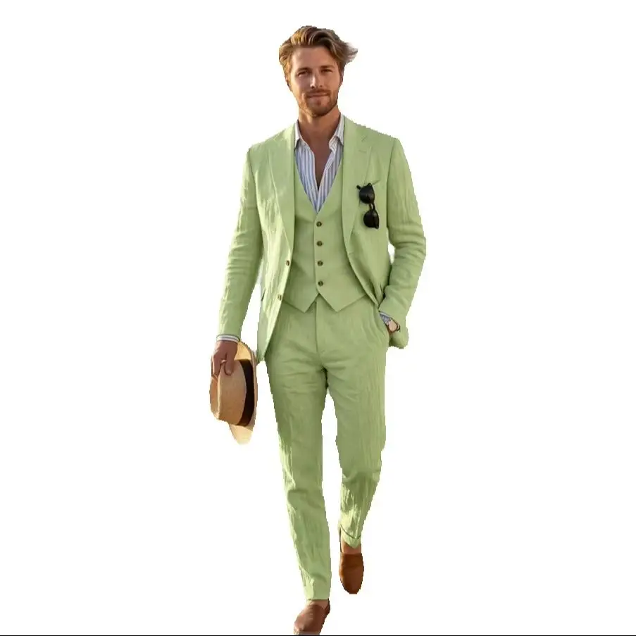 Mophiel Beach Men's Suit 3Pcs Set for Wedding Notched Lapel Single Breasted Linen Party Tuxedo Outfit Business Blazer Customized
Mophiel Beach Men's Suit 3Pcs Set for Wedding Notched Lapel Single Breasted Linen Party Tuxedo Outfit Business Blazer Customized