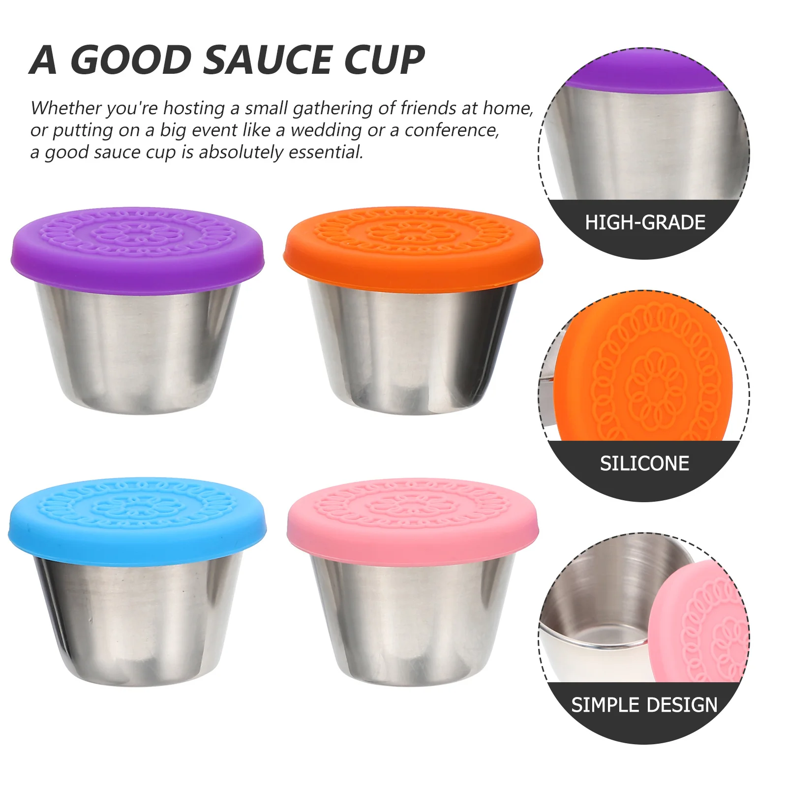 4Pcs Household Sauce Containers Salad Dressing Cups Silicone Covered Leakproof Kitchen Sauce Holders for Restaurant Picnic
4Pcs Household Sauce Containers Salad Dressing Cups Silicone Covered Leakproof Kitchen Sauce Holders for Restaurant Picnic