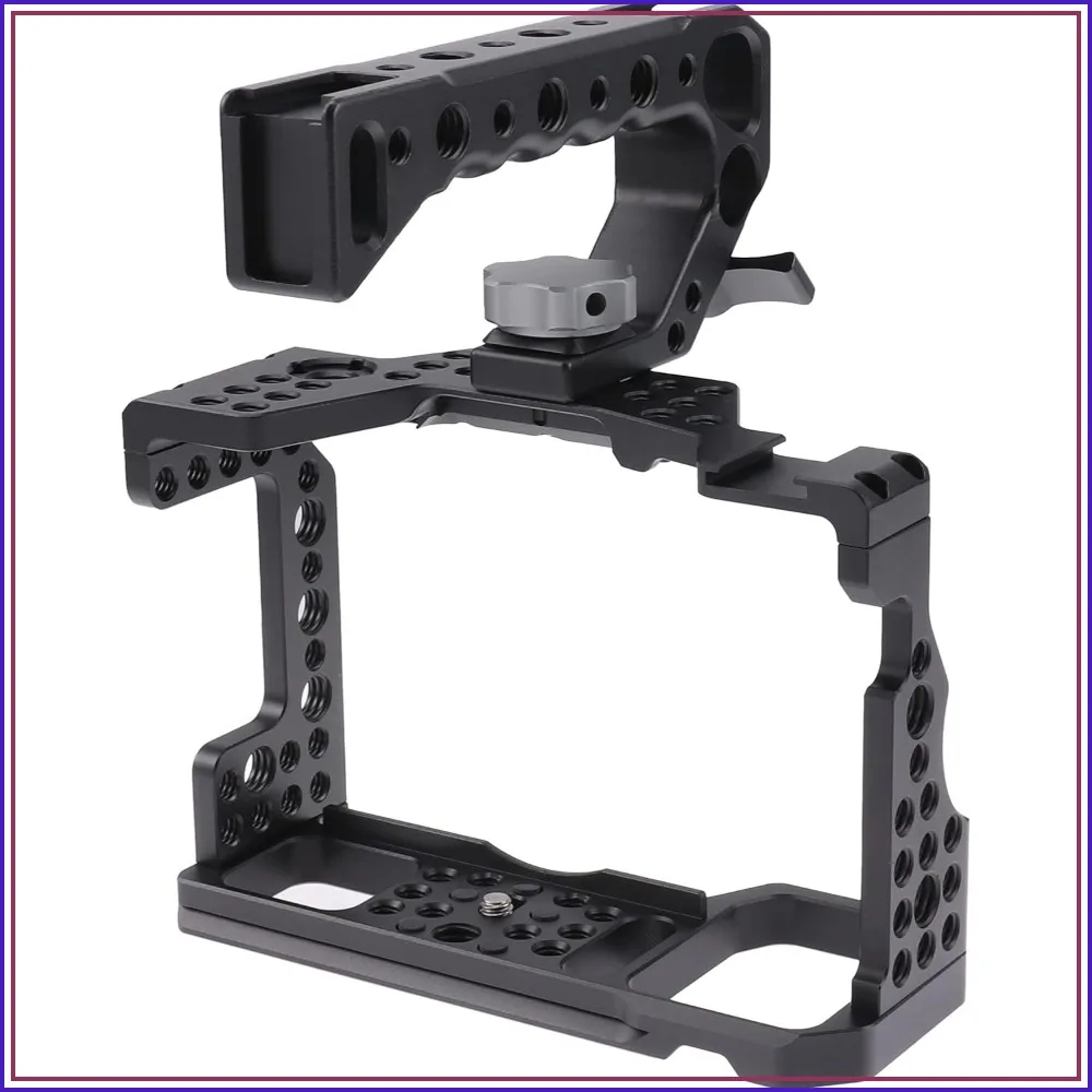 Camera Cage with Top Handle for Sony A7III/A7RIII/A9/A7II, Multiple 1/4" 3/8" Screw Holes for Vlogging Video Shooting Filmmaking Rig
Camera Cage with Top Handle for Sony A7III/A7RIII/A9/A7II, Multiple 1/4" 3/8" Screw Holes for Vlogging Video Shooting Filmmaking Rig