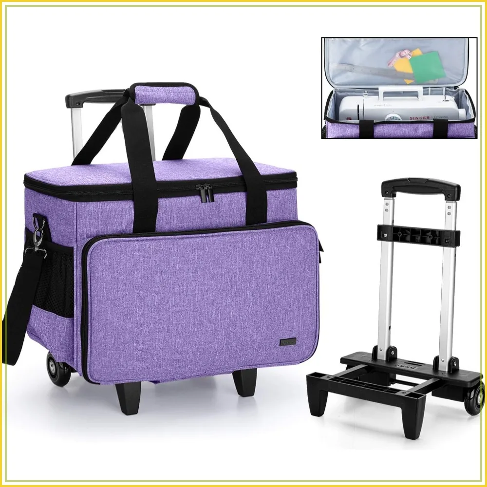 Upgraded Rolling Sewing Machine Carrying Case, Detachable Trolley Tote Bag with Removable Bottom Board and Thickened Trailer Leg for Most Standard Sewing Machines and Accessories
Upgraded Rolling Sewing Machine Carrying Case, Detachable Trolley Tote Bag with Removable Bottom Board and Thickened Trailer Leg for Most Standard Sewing Machines and Accessories