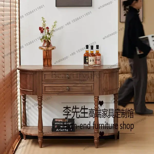 yj57 French vintage solid wood entrance table, American walnut color old entrance cabinet
yj57 French vintage solid wood entrance table, American walnut color old entrance cabinet