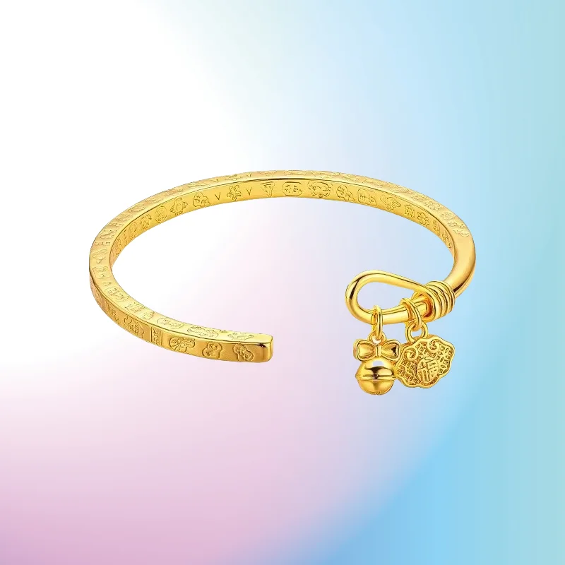new 9999 24K real gold 5D Gold Buckle Bracelet 2024 New Versatile Opening Ethnic Style Hanging Bells Bangles for Women 
new 9999 24K real gold 5D Gold Buckle Bracelet 2024 New Versatile Opening Ethnic Style Hanging Bells Bangles for Women