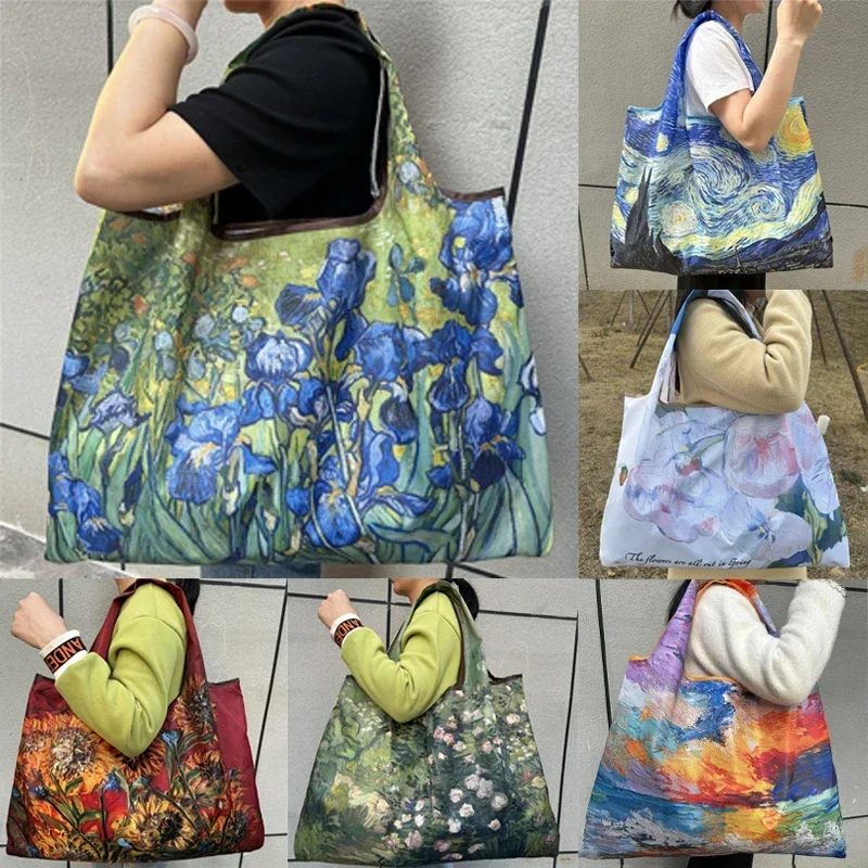 Flower Oil Painting Foldable Shopping Bag Reusable Storage Bags Portable Shoulder Handbag Travel Large Tote Bags Chic Beach Bag
Flower Oil Painting Foldable Shopping Bag Reusable Storage Bags Portable Shoulder Handbag Travel Large Tote Bags Chic Beach Bag