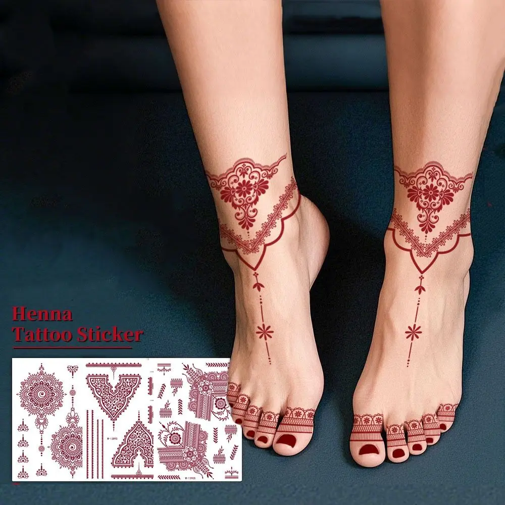 9pcs Brown Red Lace Fake Tattoos Lace Hollow Indian Style Hand Tattoo Stickers Face Hand Feet Body Art Temporary Tattoos Set
9pcs Brown Red Lace Fake Tattoos Lace Hollow Indian Style Hand Tattoo Stickers Face Hand Feet Body Art Temporary Tattoos Set