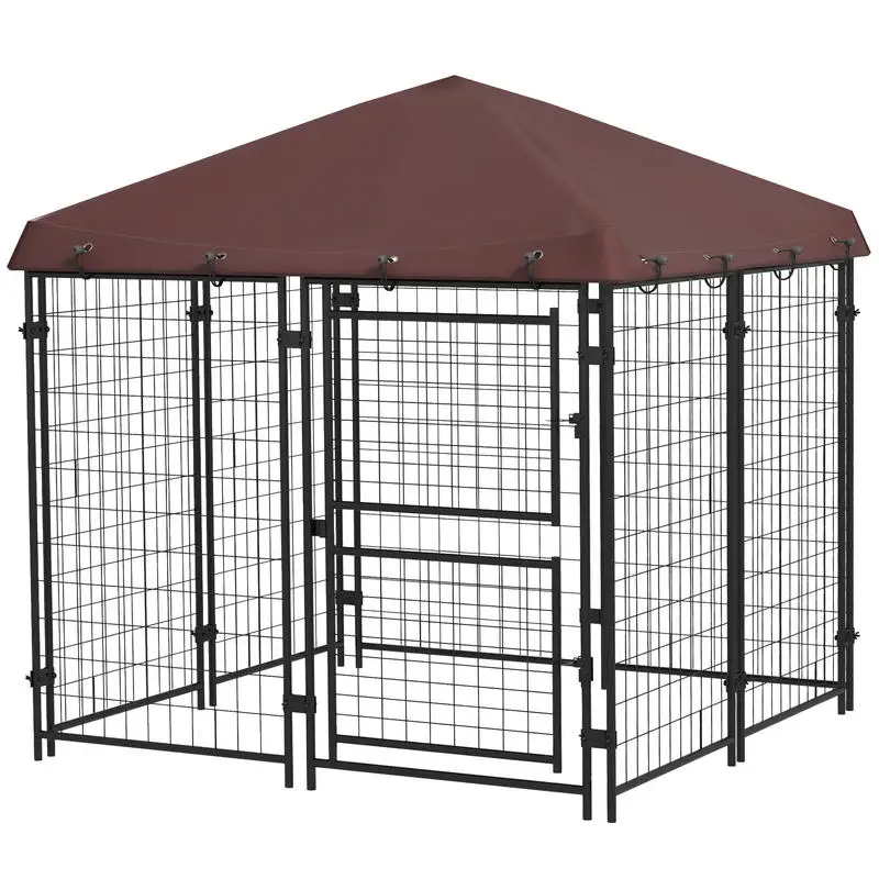 4.6' x 4.6' x 5' Dog Kennel Outdoor with Waterproof Canopy, Large Door
4.6' x 4.6' x 5' Dog Kennel Outdoor with Waterproof Canopy, Large Door