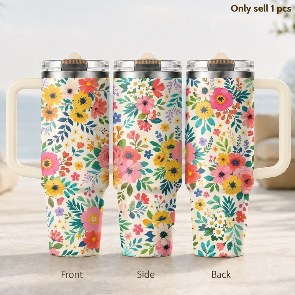 Colorful Boho Floral Pattern Vacuum Flasks 40oz 3rd Gen Vacuum Insulated Stainless Steel Tumbler Cup with Handle
Colorful Boho Floral Pattern Vacuum Flasks 40oz 3rd Gen Vacuum Insulated Stainless Steel Tumbler Cup with Handle