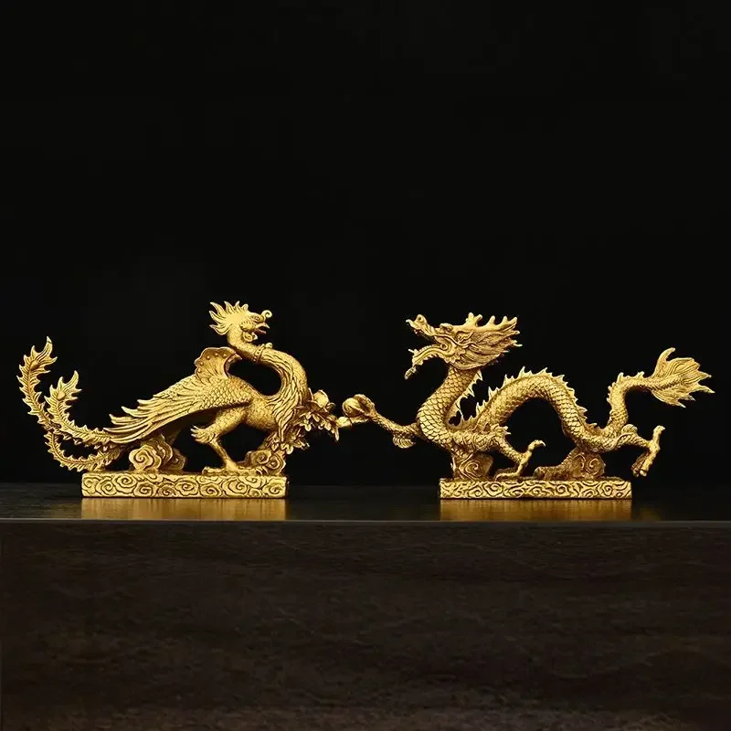 Талисман фэн-шуй, медный дракон и феникс, украшения зодиакального дракона, украшение для дома
Талисман фэн-шуй, медный дракон и феникс, украшения зодиакального дракона, украшение для дома