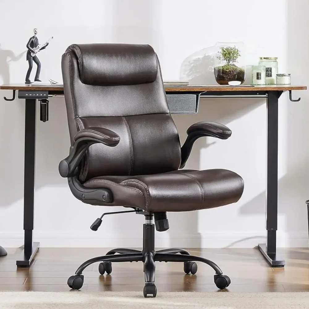 Ergonomic Office Chair with Flip-up Armrest and Lumbar Support,Mid Back PU Leather Task with 360°Swivel Wheels,Brown Desk Chairs
Ergonomic Office Chair with Flip-up Armrest and Lumbar Support,Mid Back PU Leather Task with 360°Swivel Wheels,Brown Desk Chairs