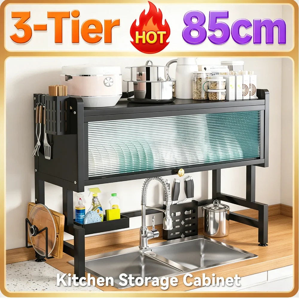 Kitchen Sink Organizer 3-Tier Drain Shelf Multi-Functional Large Dish Rack with Cover Heavy-Duty Carbon Steel Kitchen Storage
Kitchen Sink Organizer 3-Tier Drain Shelf Multi-Functional Large Dish Rack with Cover Heavy-Duty Carbon Steel Kitchen Storage