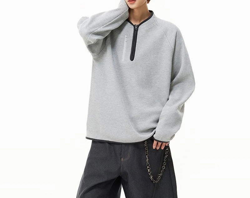 Half Zipper Waffle Sweater Men's 2026 Spring and Autumn Textured Loose Top
Half Zipper Waffle Sweater Men's 2026 Spring and Autumn Textured Loose Top