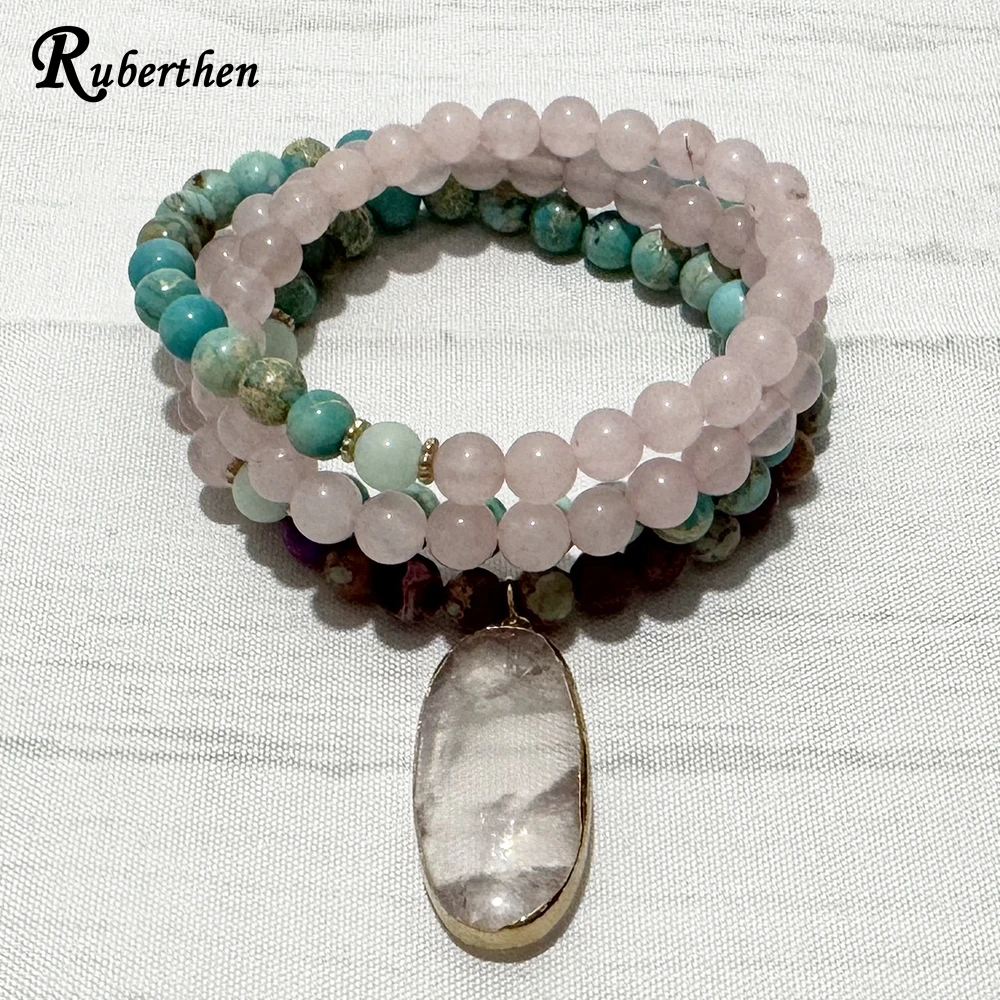 Ruberthen Blue Regalite Jasper 108 Mala Necklace Womens 6 mm Gemstone Mala Beads Rose Quartz Charm Meditation Buddhist Jewelry
Ruberthen Blue Regalite Jasper 108 Mala Necklace Womens 6 mm Gemstone Mala Beads Rose Quartz Charm Meditation Buddhist Jewelry