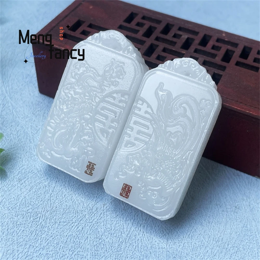 White Jade Double Happiness Dragon And Phoenix Pendant For Men And Women, Jade Pendant For Couples Fashion Elegant Jewelry
White Jade Double Happiness Dragon And Phoenix Pendant For Men And Women, Jade Pendant For Couples Fashion Elegant Jewelry
