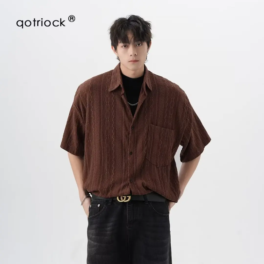 Retro hollow jacquard short-sleeved shirt men's summer trendy brand ethnic style casual ruffian handsome design sense on clothes
Retro hollow jacquard short-sleeved shirt men's summer trendy brand ethnic style casual ruffian handsome design sense on clothes