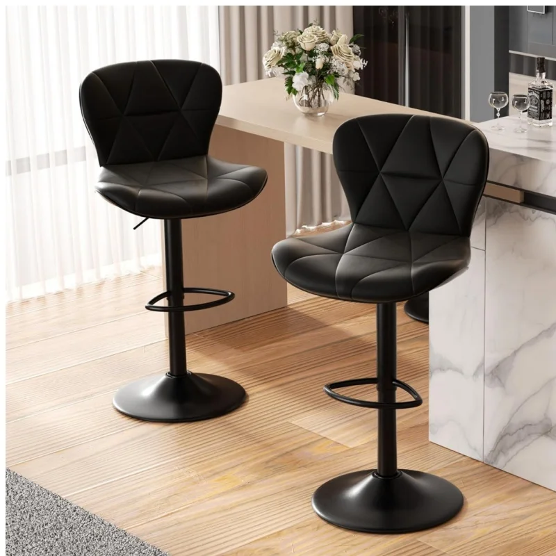 Modern Bar Stools Set of 2, Adjustable Faux Leather Upholstered Swivel Bar Stools, Counter Height Bar Chairs with Back for Kitch
Modern Bar Stools Set of 2, Adjustable Faux Leather Upholstered Swivel Bar Stools, Counter Height Bar Chairs with Back for Kitch