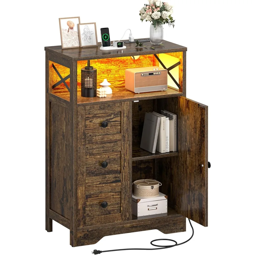 Exquisite Farmhouse LED Storage Cabinet with Doors and Shelves, Freesthanding Kitchen Pantry Cabinet with Drawers and Power Outl
Exquisite Farmhouse LED Storage Cabinet with Doors and Shelves, Freesthanding Kitchen Pantry Cabinet with Drawers and Power Outl