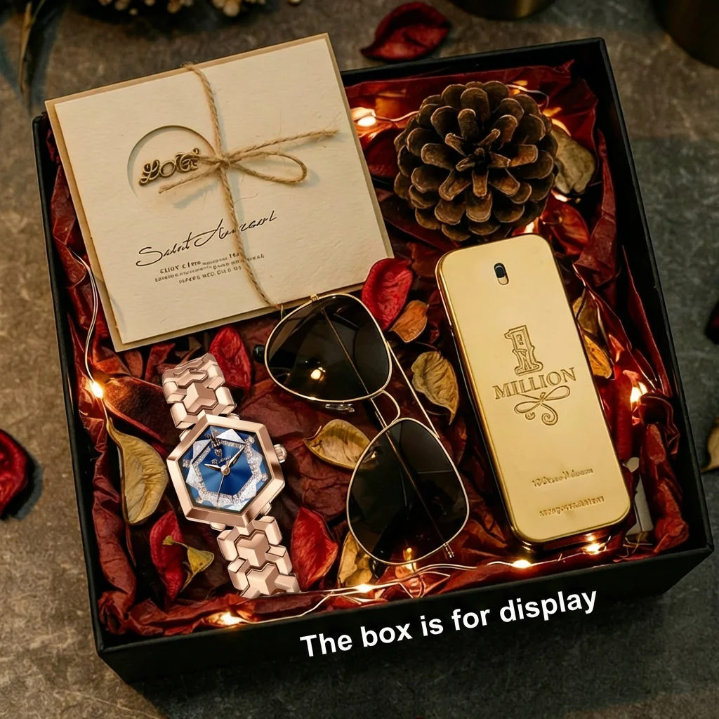 4pcs Women's Rose Gold & Blue Metal Elegant Diamond-encrusted Sunglasses Perfume Quartz Watch Gift Box Set for Daily Wear
4pcs Women's Rose Gold & Blue Metal Elegant Diamond-encrusted Sunglasses Perfume Quartz Watch Gift Box Set for Daily Wear