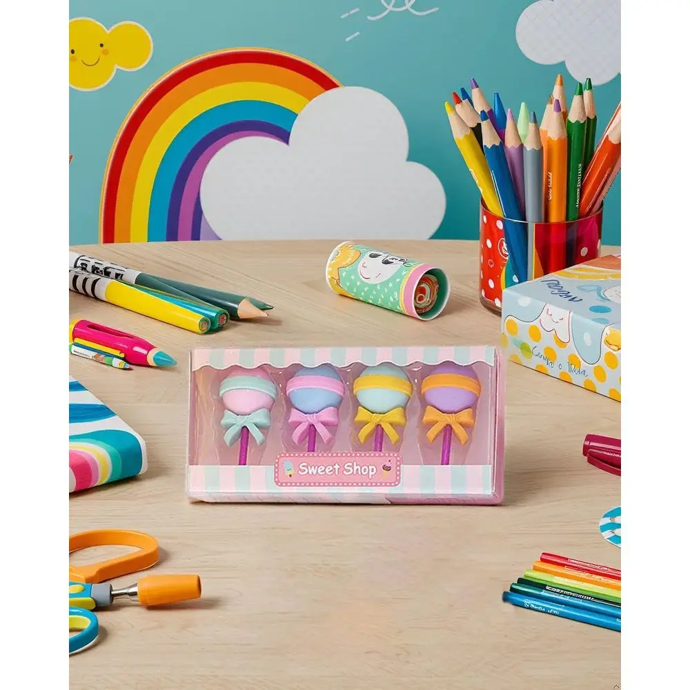 4 Pack Miniature Colorful Erasers Set, Cute Creative Stationery, Lollipop Shapes
4 Pack Miniature Colorful Erasers Set, Cute Creative Stationery, Lollipop Shapes