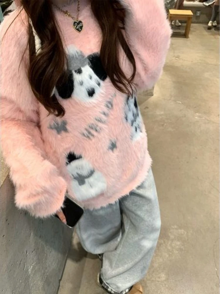 Warm Soft Casual Women's Knitted Sweater Overhead Style Dog Sweater Pink Artistic Spring Layering Comfortable Lazy Atmosphere
Warm Soft Casual Women's Knitted Sweater Overhead Style Dog Sweater Pink Artistic Spring Layering Comfortable Lazy Atmosphere