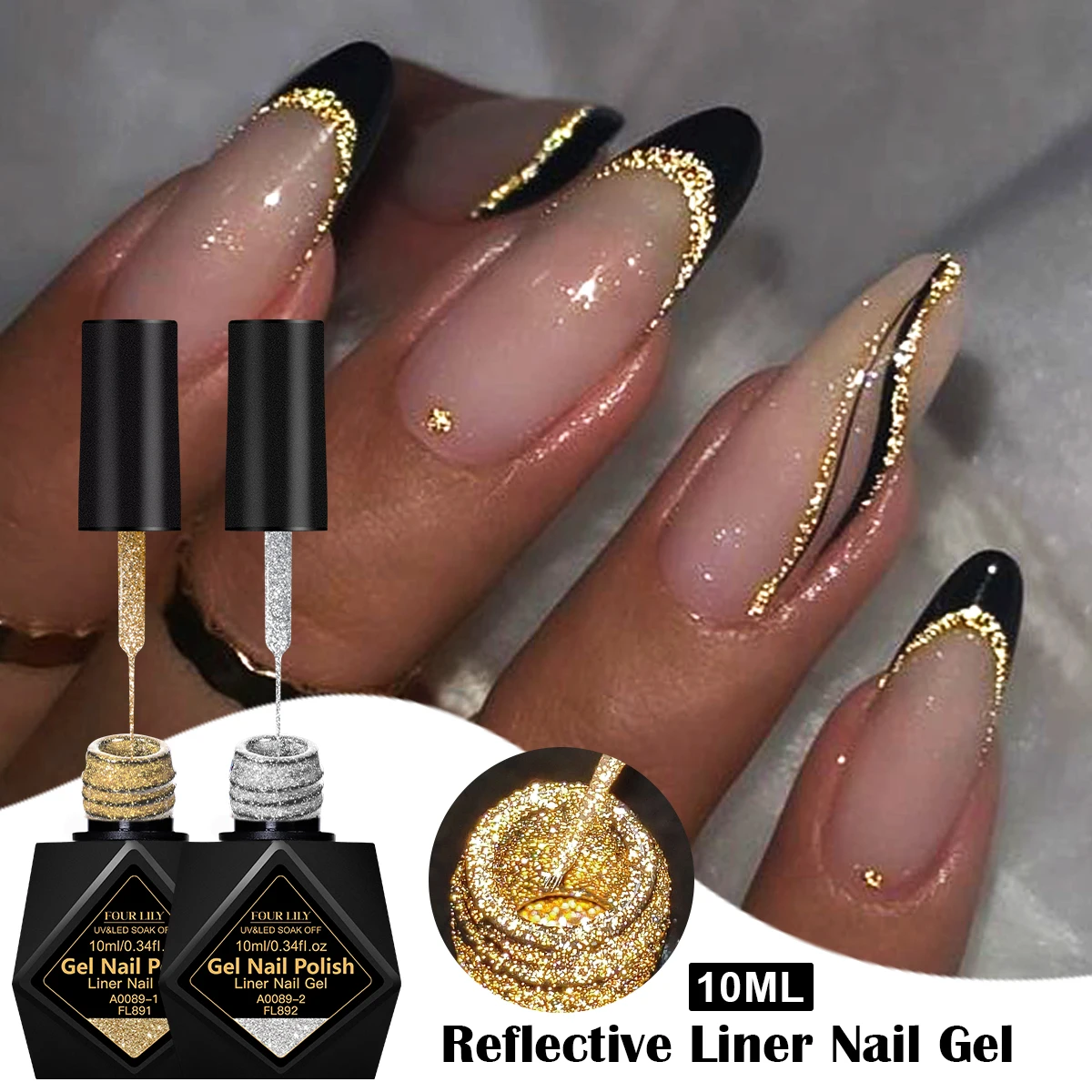 10ml Gold Silver Reflective Glitter Liner Gel Nail Polish Pull Line Gel Graffiti Painting Stripe French Nails DIY Nail Supplies
10ml Gold Silver Reflective Glitter Liner Gel Nail Polish Pull Line Gel Graffiti Painting Stripe French Nails DIY Nail Supplies
