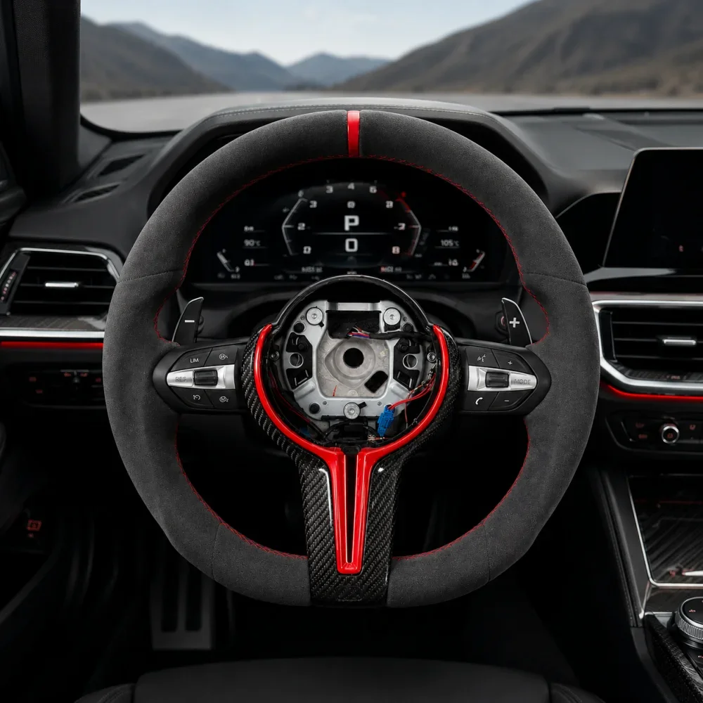 Flat bottomed Suede Steering Wheel For BMW M Sport F01 F06 F10 F11 F12 F20 F21 F22 F25 F26 F30 F31 F32 F33 F34 F36 F80 F82 F90
Flat bottomed Suede Steering Wheel For BMW M Sport F01 F06 F10 F11 F12 F20 F21 F22 F25 F26 F30 F31 F32 F33 F34 F36 F80 F82 F90