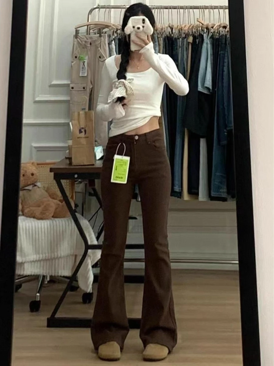 High Waist Slim Fit American Sle Denim Pants Women's Autumn Winter New Faion Brown Bell Bot Elastic Wide Leg Jeans
High Waist Slim Fit American Sle Denim Pants Women's Autumn Winter New Faion Brown Bell Bot Elastic Wide Leg Jeans