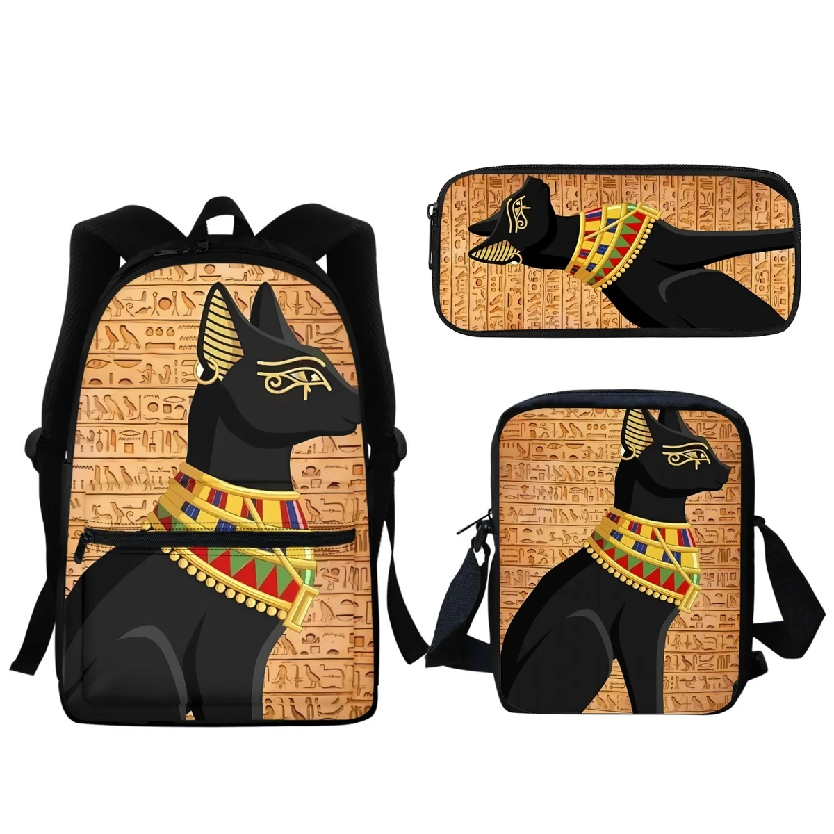 Creative Ancient Egyptian Cat Printing 3Pc Schoolbag Leisure Computer Backpack New Messenger Bag Pencil Case mochila infantil
Creative Ancient Egyptian Cat Printing 3Pc Schoolbag Leisure Computer Backpack New Messenger Bag Pencil Case mochila infantil