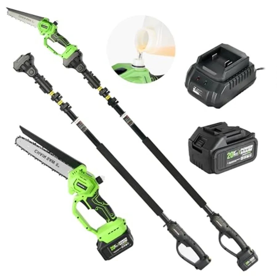 2-in-1 Cordless Pole Saw Mini Chainsaw 20V 3.0AH 8-Inch 15FT Reach Electric Tree Trimmer Battery Powered Chainsaw with Extensio
2-in-1 Cordless Pole Saw Mini Chainsaw 20V 3.0AH 8-Inch 15FT Reach Electric Tree Trimmer Battery Powered Chainsaw with Extensio