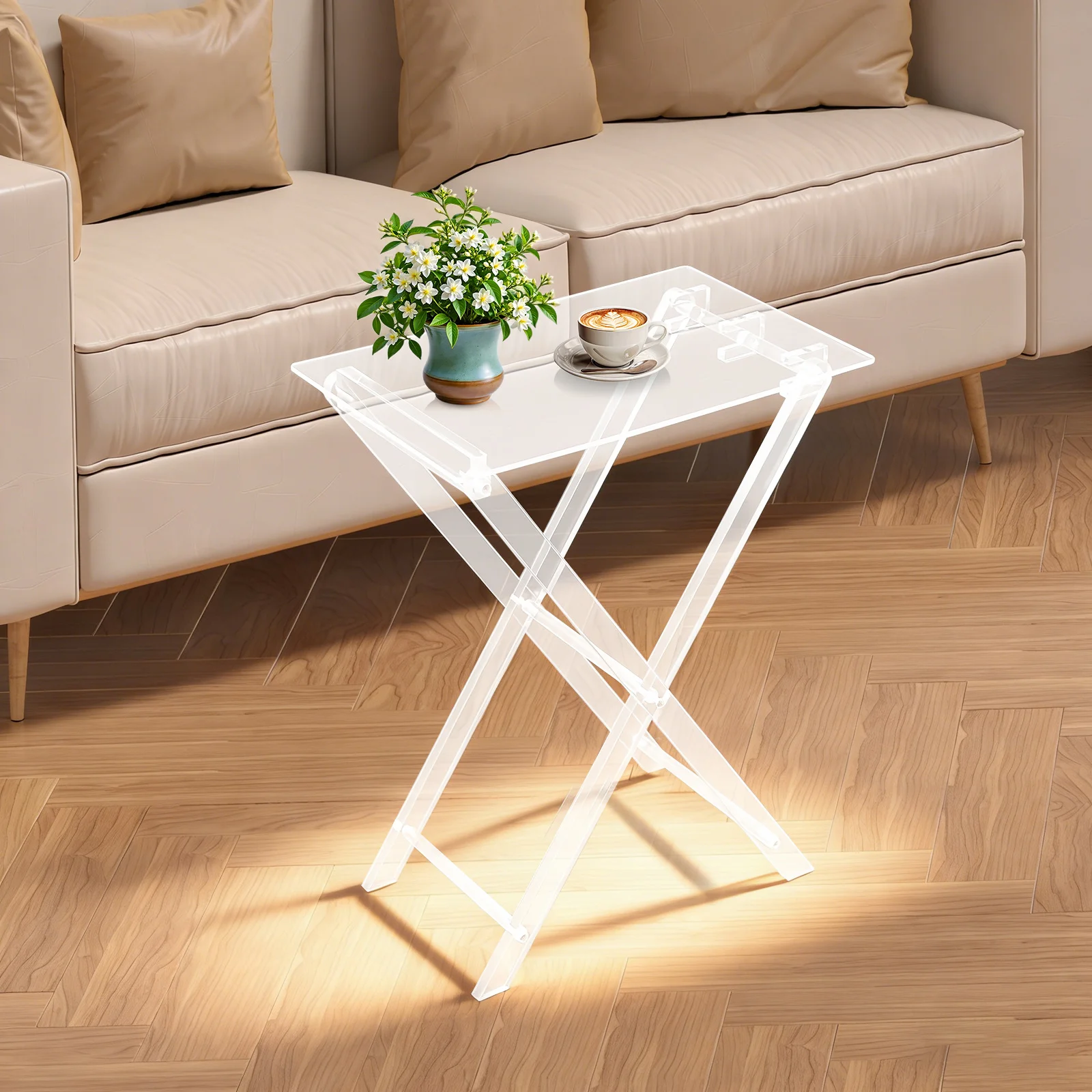 Clear Foldable Rectangular Acrylic Side Table Modern Freestanding Accent Desk 5KG Load Easy Assembly Minimalist Home Furniture for Living Room Bedroom
Clear Foldable Rectangular Acrylic Side Table Modern Freestanding Accent Desk 5KG Load Easy Assembly Minimalist Home Furniture for Living Room Bedroom