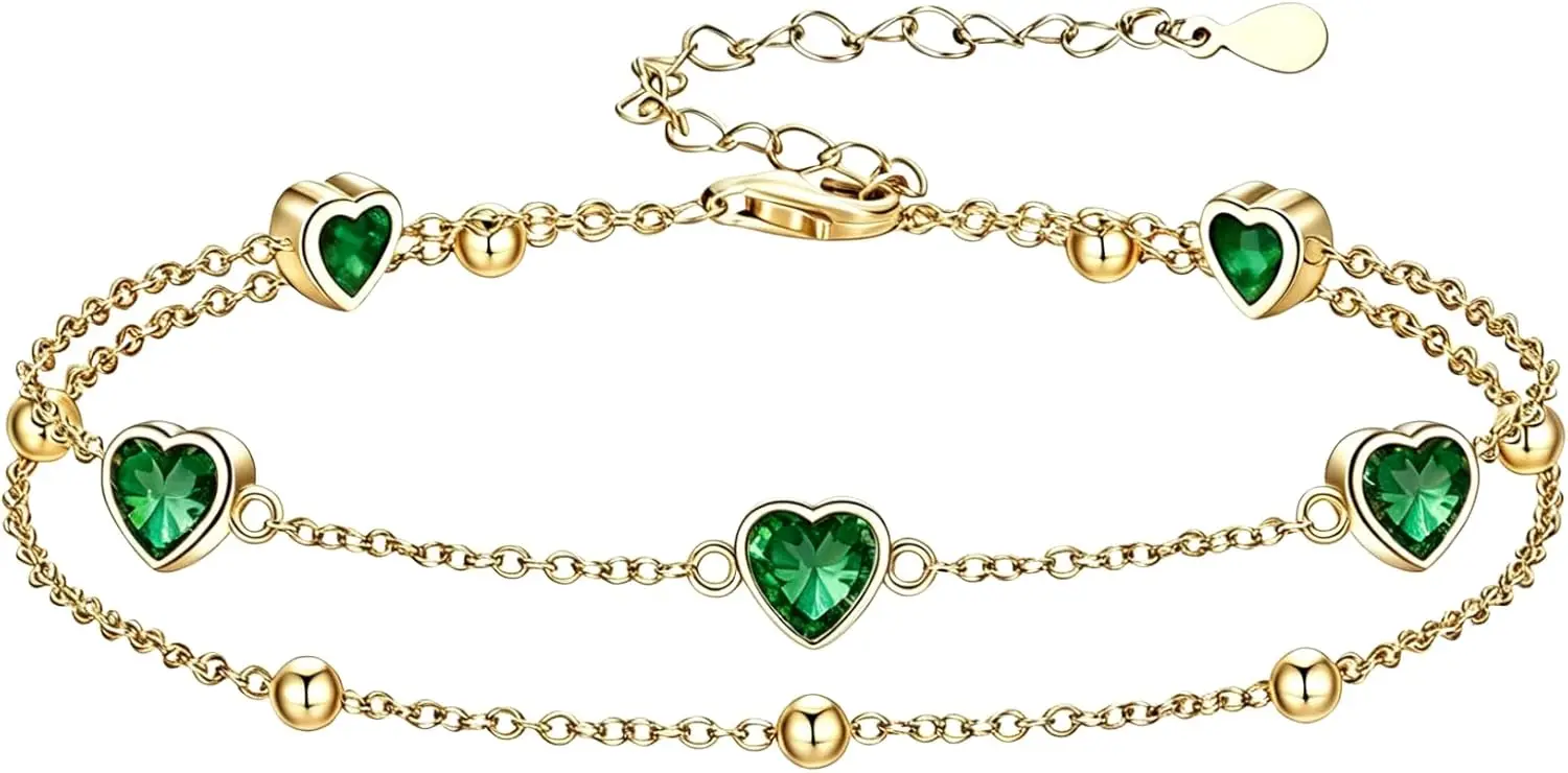 18K Gold Heart Birthstone Bracelet/Anklet 18K Gold Plated Bracele/Anklet with 12 Months Heart Birthstone Birthday Jewelry Gifts for Women
18K Gold Heart Birthstone Bracelet/Anklet 18K Gold Plated Bracele/Anklet with 12 Months Heart Birthstone Birthday Jewelry Gifts for Women