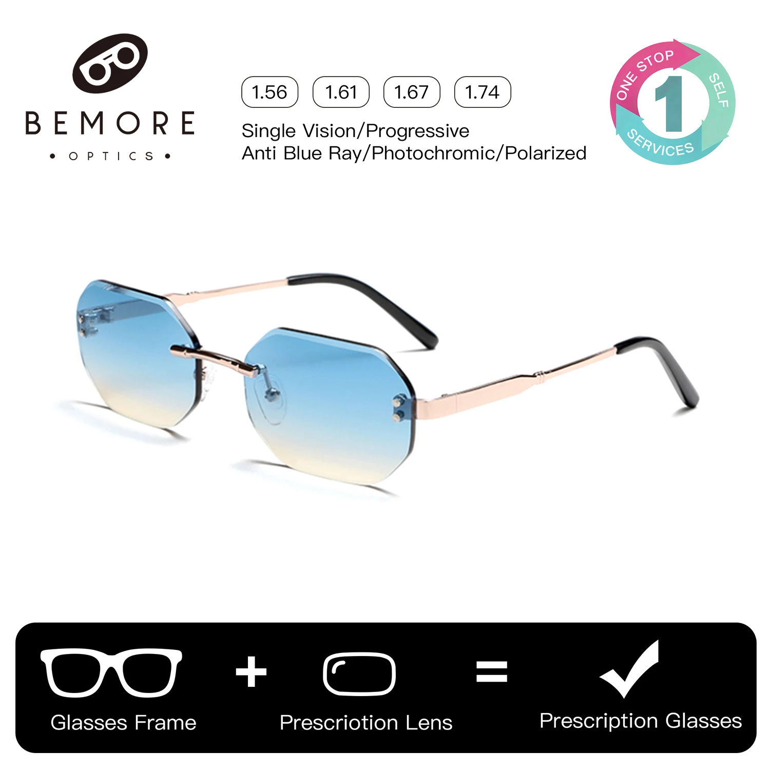 BEMORE Metal Polarized Prescription Sun Glasses UV400 Polygon Multifocal Progressive Women 's Sunscreen Sunglasses
BEMORE Metal Polarized Prescription Sun Glasses UV400 Polygon Multifocal Progressive Women 's Sunscreen Sunglasses