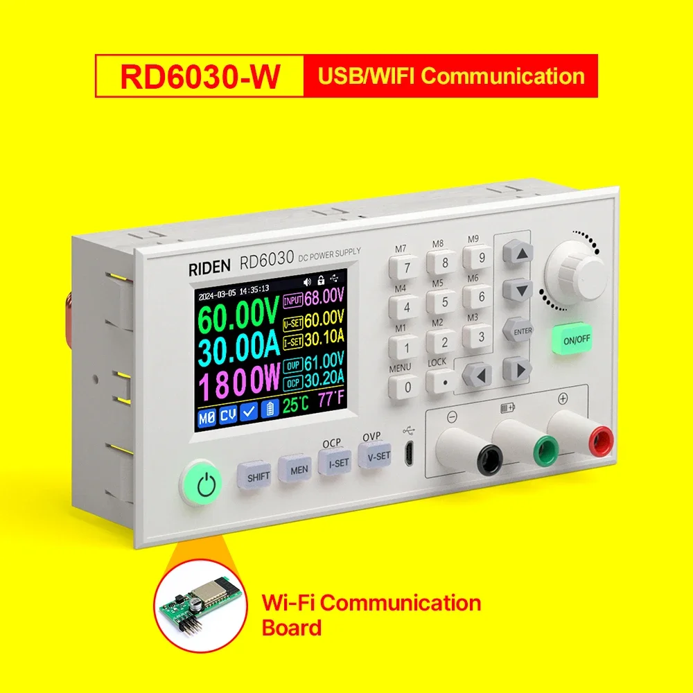 Digital DC Power Supply 30A 1800W RD6030W Power Module Regulator Current Voltage Protection with Wifi Communication Board
Digital DC Power Supply 30A 1800W RD6030W Power Module Regulator Current Voltage Protection with Wifi Communication Board