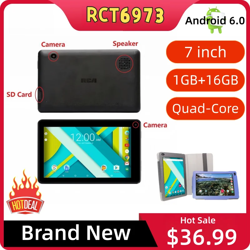 RCT6973 7" Android 6.0 Tablets 1GB DDR 16GB EMMC Quad-Core RK30sdk Dual Camera 1024 x 600 Pixels WIFI Bluetooth 4.0
RCT6973 7" Android 6.0 Tablets 1GB DDR 16GB EMMC Quad-Core RK30sdk Dual Camera 1024 x 600 Pixels WIFI Bluetooth 4.0