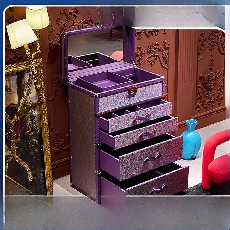 Makeup cabinet with lock hard box Home jewelry table jewelry chest of drawers
Makeup cabinet with lock hard box Home jewelry table jewelry chest of drawers