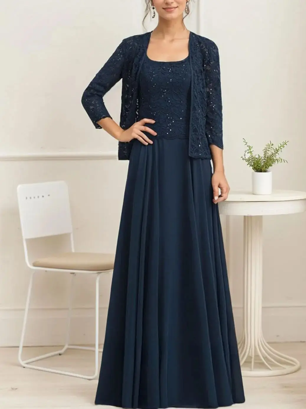 Elegant A-lineTwo Piece Mother of the Bride Dress Lace 3/4 Sleeve Floor-Length Square Neckline Evening Gown 2025 free customized
Elegant A-lineTwo Piece Mother of the Bride Dress Lace 3/4 Sleeve Floor-Length Square Neckline Evening Gown 2025 free customized