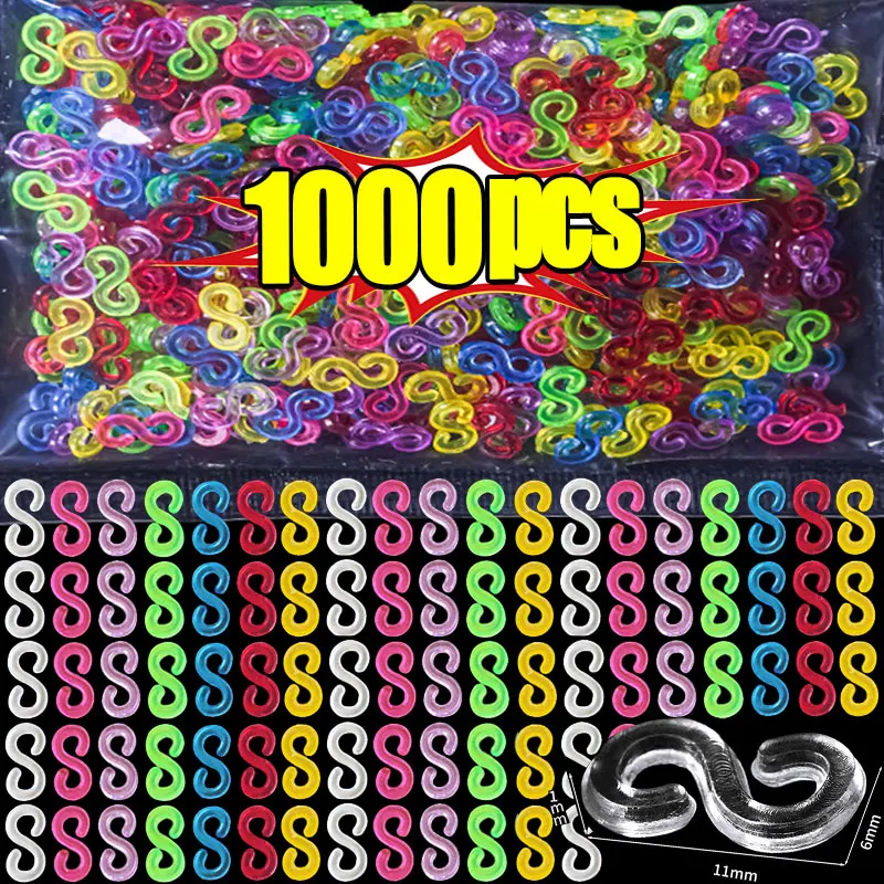 1000pcs S Clips Rubber Band Lock Hook for Charm Loom Gummies Elastic Bracelet Fefillb Diy Jewelry Making Supplies Accessories
1000pcs S Clips Rubber Band Lock Hook for Charm Loom Gummies Elastic Bracelet Fefillb Diy Jewelry Making Supplies Accessories