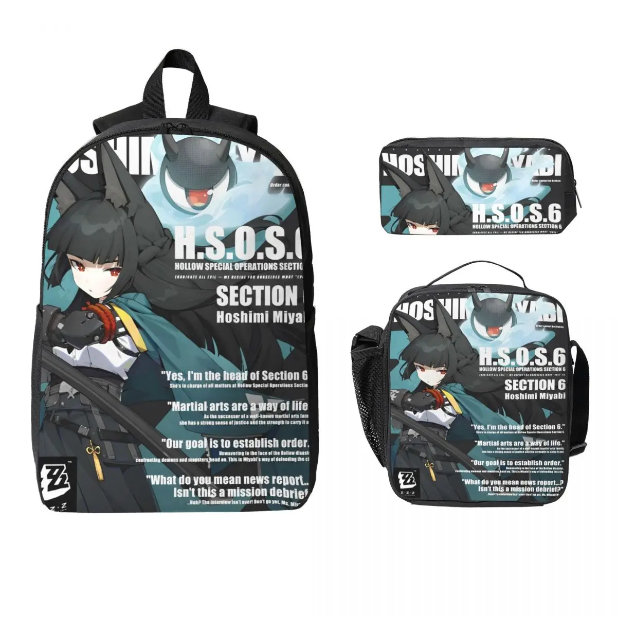 ZZZ Deadly Assault Ellen Nicole Miyabi merch Backpack Set for Boy Girl Zenless Zone Zero Pen Bags Bookbag Sets with Lunch Box
ZZZ Deadly Assault Ellen Nicole Miyabi merch Backpack Set for Boy Girl Zenless Zone Zero Pen Bags Bookbag Sets with Lunch Box