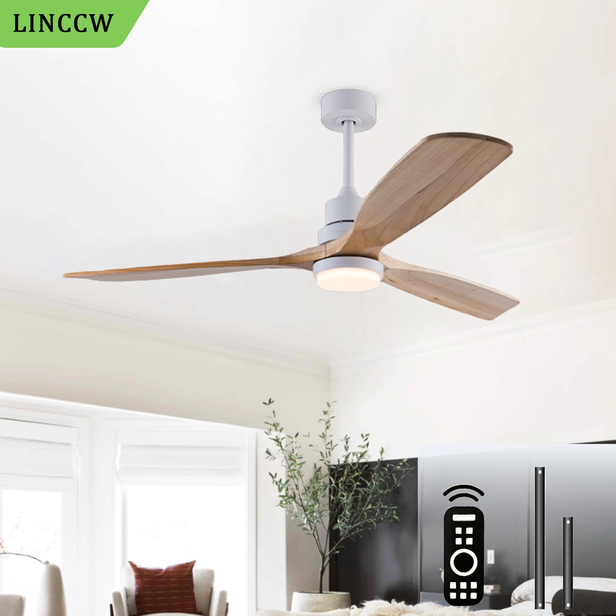 Solid Wood Ceiling Fan with Light Remote Control Dimmable Light Quiet Reversible DC Motor 3 Blade Electric Fan for Farmhouse
Solid Wood Ceiling Fan with Light Remote Control Dimmable Light Quiet Reversible DC Motor 3 Blade Electric Fan for Farmhouse