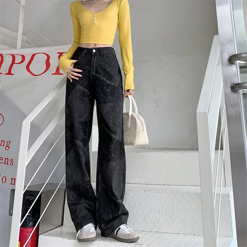 Осенние женские джинсы Y2K 2022, Dongdaemun, черные джинсовые брюки с принтом, свободные брюки с высокой талией в стиле ретро, прямые брюки длиной 2573
Осенние женские джинсы Y2K 2022, Dongdaemun, черные джинсовые брюки с принтом, свободные брюки с высокой талией в стиле ретро, прямые брюки длиной 2573